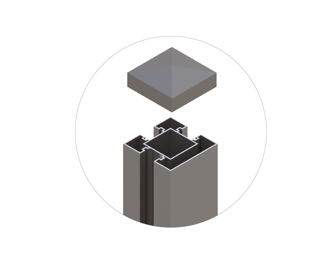 EINDPAAL ALUMINIUM DONKERGRIJS 270 X 7 X 7 CM (3 GLEUVEN; INCL. AFDEKKAP + 2 OPVULLLATEN)