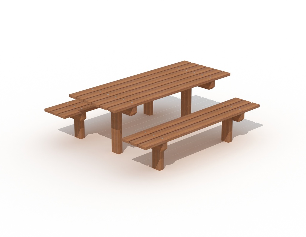 TABLE AVEC PIED EN BOIS TROPICAL