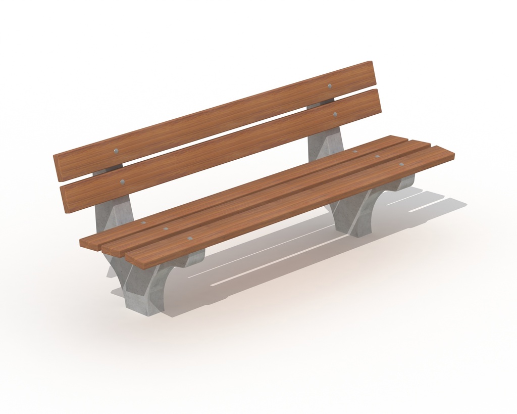 BANC VARSOVIE AVEC PIED BETON 5 PLANCHES BOIS TROPICAL