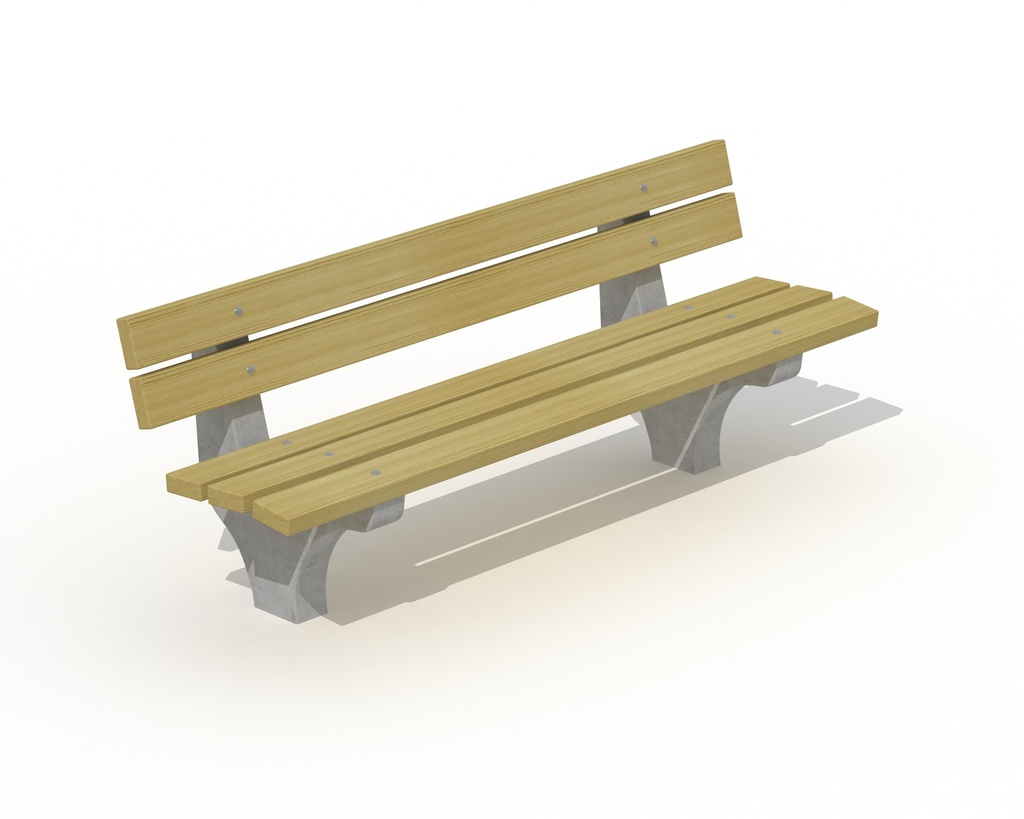 BANC VARSOVIE AVEC PIED BETON 5 PLANCHES PIN DU NORD