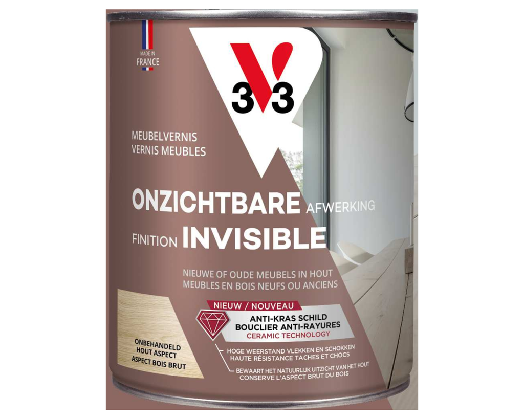 [V0006] V33 MEUBELVERNIS ONZICHTBARE AFWERKING "ONBEHANDELD HOUT EFFECT"